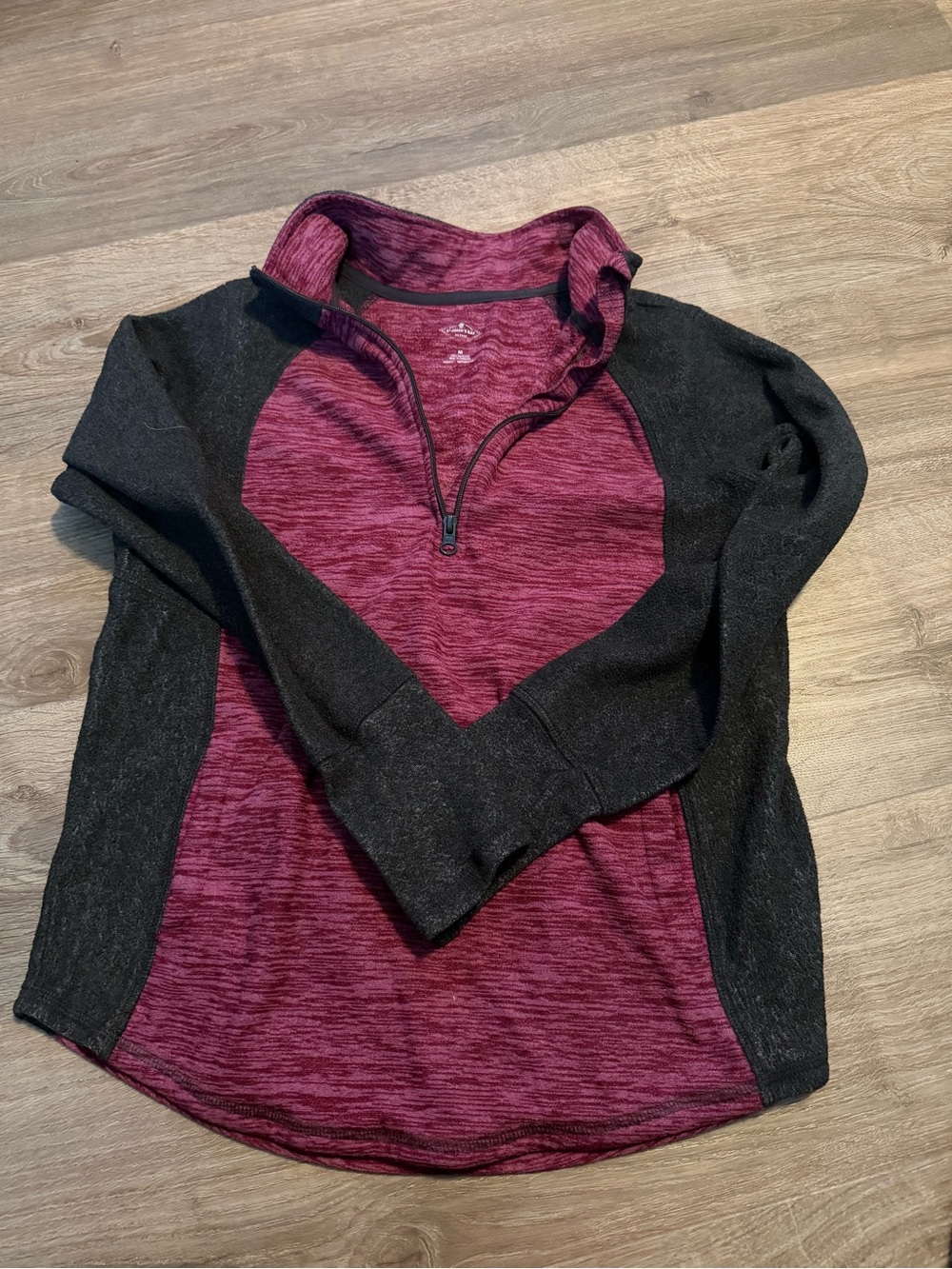 St. John's Bay Marled Plum and Black Half-Zip Pullover